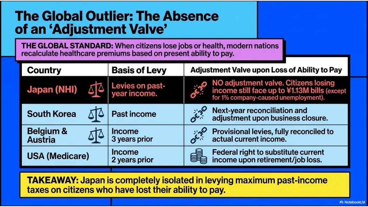 Slide 8 of 15. The global outlier: the absence of an adjustment valve.