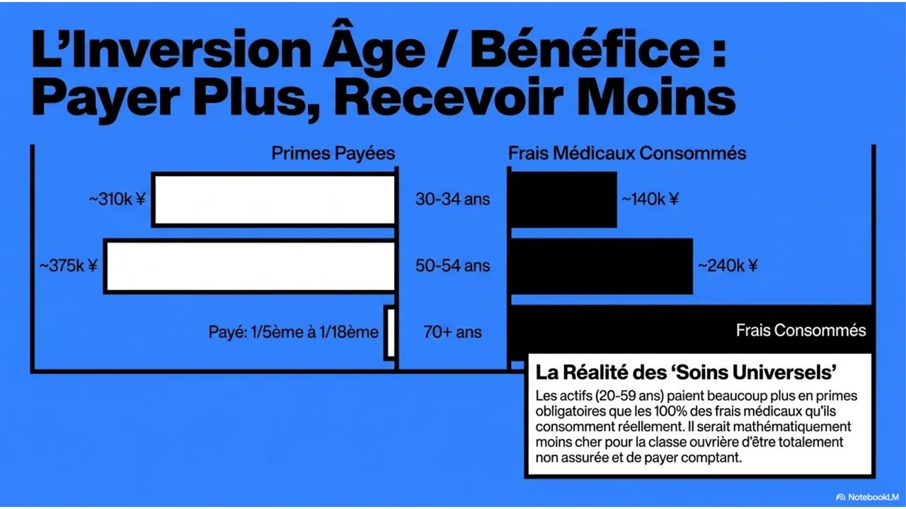 Diapositive 6 sur 15. L'inversion âge et bénéfice : payer plus, recevoir moins.