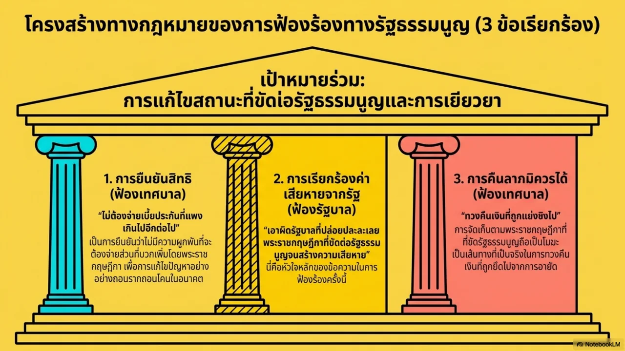 สไลด์ที่ 10 จาก 15. โครงสร้างทางกฎหมายของการฟ้องร้องทางรัฐธรรมนูญ สามข้อเรียกร้อง