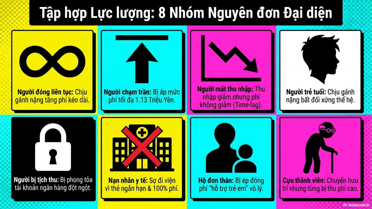 Trang 14 trên 15. Tập hợp lực lượng: tám nhóm nguyên đơn đại diện.